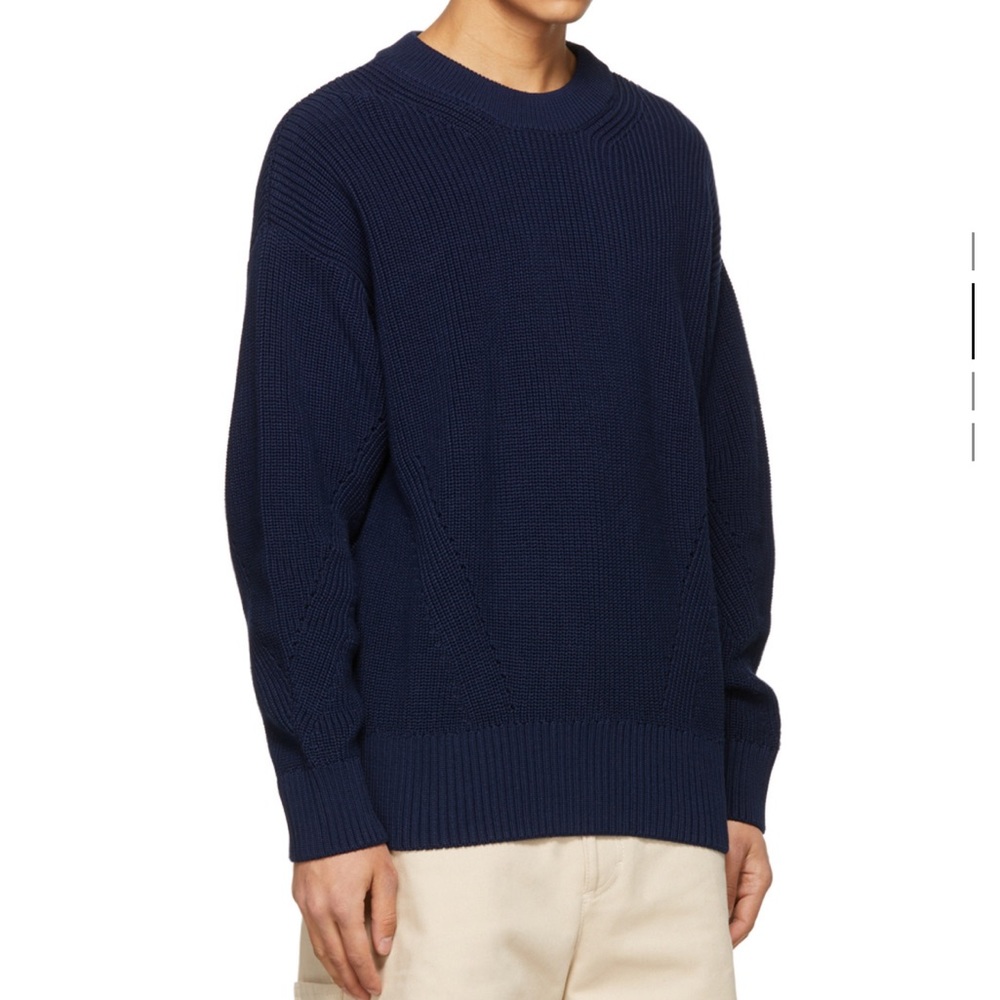 AMI Navy Ribbed Boxy Sweater - Picture 2 of 5